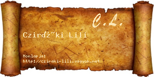 Cziráki Lili névjegykártya